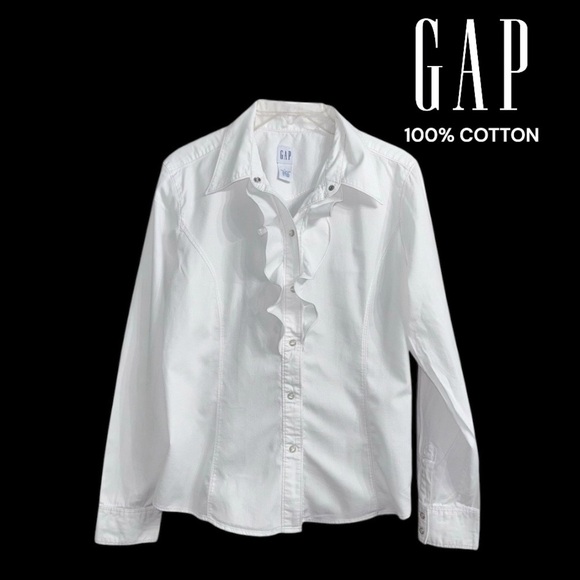 GAP Tops - GAP (EUC) 100% Cotton Long Sleeve, Snap Button Up Top, Size Large